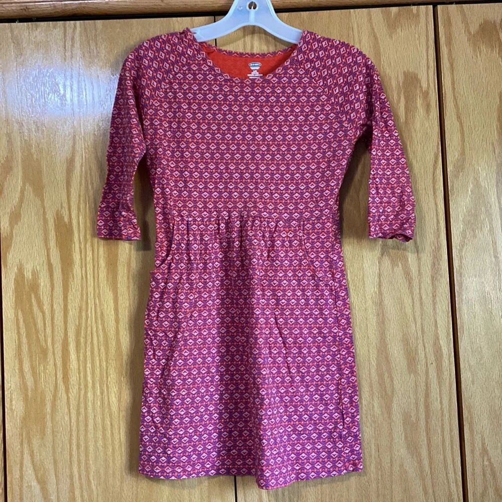 Girls orange and blue print dress